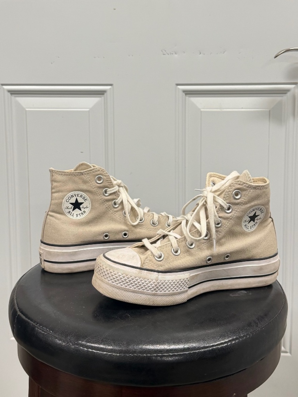 Converse Chuck Taylor All Star Cream Beige Platform High Top Sneakers